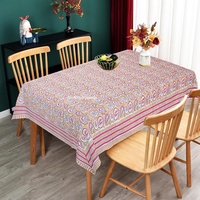 Nappe en coton 100% à motif floral traditionnel indien, nouvelle impression ethnique faite à la main, pour tables de salle à manger et de mariage, livrée par un artisan