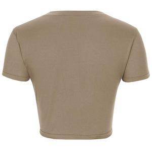 T-shirts Streetwear Femme en Gros – Col Rond, Manches Évasées, Couleur Unie, Manches Courtes, 100% Coton, Crop Tops pour Femme - Product Image 3