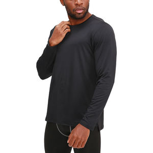 Service OEM, t-shirt à manches longues pour homme, style décontracté, vêtements de sport pour la salle de sport, course à pied, design personnalisé, vêtements de sport, 100% coton - Product Image 3