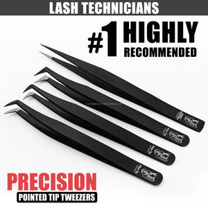Professional Black Fiber Tip Lash Tweezers Eyelash Extension Tweezers 90° Volume Precision Point Stainless Steel - Product Image 3
