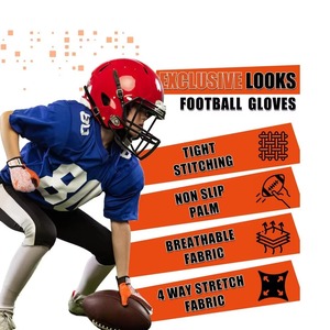Soft Comfortable Anti-slip American Football <b>Gloves</b> Hand <b>Grip</b> Full Finger Adjustable Wrist Strap Hook Loop Closure Sports <b>Gloves</b> - Product Image 5