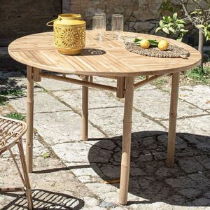 Table à manger moderne en bambou, durable pour une utilisation intérieure et extérieure, commande en gros, support OEM ODM, fournisseur d'usine - Product Image 5