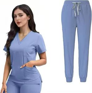 Hospital Uniforms Unisex Nursing Uniform <b>Sets</b> Fashion Short-sleeved Overalls Nurse <b>Scrubs</b> <b>Sets</b> for Women Men Figs Style Uniform - Product Image 2