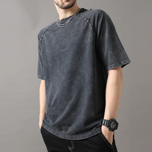 T-shirt pour homme en coton 100% biologique, lavage à l'acide, haute qualité, prix bas, avec logo personnalisé et couleur unie - Product Image 2