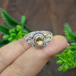 Anillo de Plata de Ley 925 con Citrino, Diseño de Filigrana Vintage Hecho a Mano, Anillo Ovalado con Gema, Joyería de Piedra de Nacimiento para Mujer, Proveedor Mayorista - Product Image 5