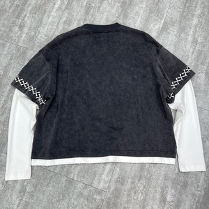 T-shirts Boxy en Coton Épais Personnalisables pour Hommes – Qualité Supérieure, Effet Délavé Vintage, Double Couche, Manches Longues - Product Image 2