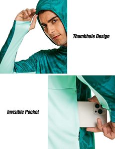 Chemises de pêche à capuche pour hommes, UPF 50+, 100% polyester, grandes tailles, avec masque, légères, protection solaire - Product Image 4