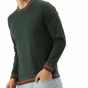 Suéter de Cuello Redondo para Hombre, Color Verde Oscuro, Corte Regular, Color Sólido, Informal, Manga Larga, Tejido de Punto, 100% Algodón, Ropa de Otoño - Product Image 6