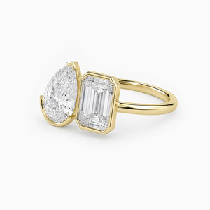 แหวนเพชรทรงลูกแพร์และทรงมรกต ได้รับการรับรองจาก Toi Et Moi ความใส VVS1 ทองคำขาว 18K แหวนเพชรสองเม็ดสำหรับหมั้นและแทนคำมั่นสัญญา - Product Image 4