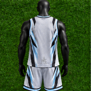 <b>Top</b> Trend Unisex Basketball Uniform <b>White</b> Blue Sublimated V-Neck Sleeveless Moisture Wicking Athletic Fit Custom Logo - Product Image 4