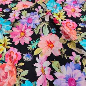 Tissu imprimé numérique 100% polyester, tissu tissé imprimé floral pour robe, chemisier, vêtement, textile en gros - Product Image 3