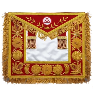 Delantal de Capítulo Masónico Grand Royal Arch, Rojo, con Triple Tau, Insignia y Flecos Dorados, Regalia Masónica, Delantal Ceremonial de Capítulo - Product Image 1