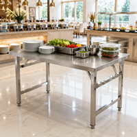 Table de travail pliante en acier inoxydable de qualité commerciale, table de préparation de cuisine robuste avec pieds réglables pour restaurant