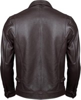 Veste en cuir marron personnalisée en gros, en cuir de vachette de haute qualité, avec logo gaufré, marron chocolat, col montant, patchwork, unisexe