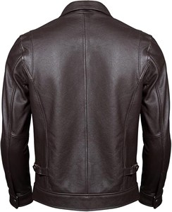 Custom Brown Leather <b>Jacket</b> Wholesale Cow Hide High Quality Debossed-logo Chocolate Brown Leather <b>Jacket</b> for <b>Men</b> - Product Image 2