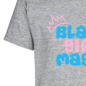 Women's Heather Gray Black Girl Magic Embroidered T <b>Shirt</b> with Blue Pink Lettering Crown <b>Star</b> Design Short Sleeve Crew Neck - Product Image 4