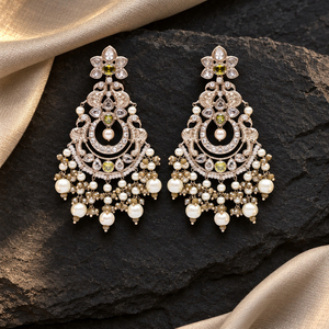 Wholesale Silver Plated <b>Pearl</b> Crescent Chandelier <b>Earrings</b> Bulk Custom Bridal Jewelry - Product Image 4