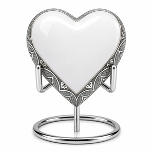 White Brass Silver Engraved Heart Shaped <b>Keepsake</b> Cremation <b>Memorial</b> <b>Keepsakes</b> Urn for Funeral Ashes - Product Image 2
