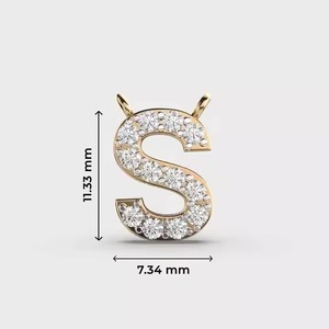 Pendentif en diamant 'S' unisexe, plaqué argent 925, bijoux fins, pendentif de style classique pour les occasions de fête des enfants, VVS unique - Product Image 2