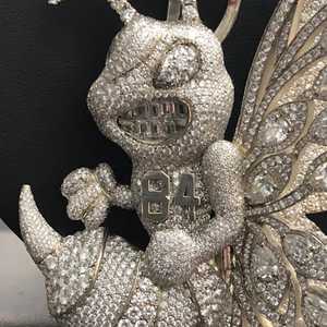 Colgante con logo de moissanita VVS estilo hip hop, colgante 3D personalizado de plata 925 con incrustaciones de circonitas, colgante de dibujos animados personalizado para hombre - Product Image 4