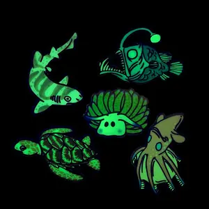 Wholesale Custom Design Sea Beings Novelty Metal Luminous Lapel Pins