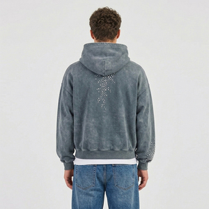 Nouveau design, prix raisonnable, sweat à capuche pour homme avec strass, manches longues, séchage rapide, anti-boulochage, vêtement décontracté, sweat à capuche pour homme avec strass - Product Image 2