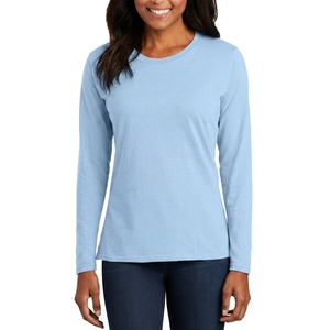 Women Solid Long Sleeve T Shirt Soft Breathable Cotton Fabric Regular Fit Lightweight Casual Fashion Wear <b>Top</b> - Product Image 2