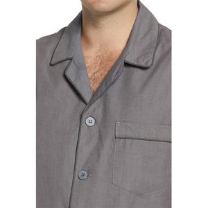 Pyjama d'été 100% soie de mûrier confortable pour hommes, ensemble deux pièces fin et respirant à manches courtes et shorts, tenue décontractée unie pour la maison - Product Image 3