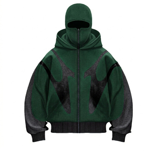 Sudadera con capucha y cremallera estilo urbano personalizada, 100% algodón, tela suave, con pasamontañas, para uso cómodo unisex, nuevo diseño 2026 - Product Image 6