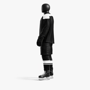 Uniforme de hockey sobre hielo personalizado, conjunto de camiseta y pantalones cortos sublimados en blanco y negro, ropa de equipo para adultos, fabricante OEM ODM - Product Image 3