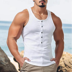 Camiseta sin Mangas para Hombre, Estilo Americano de Alta Gama, Moderna y Fresca, con Botones, Verano 2025 - Product Image 5