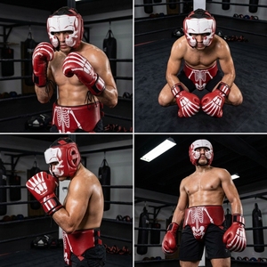 Set de Guantes de Boxeo de Cuero Personalizados, 16oz, para Muay Thai, Taekwondo, Sparring, Entrenamiento, Equipo Profesional para Hombres, Protector de Cabeza y Caderas - Product Image 3