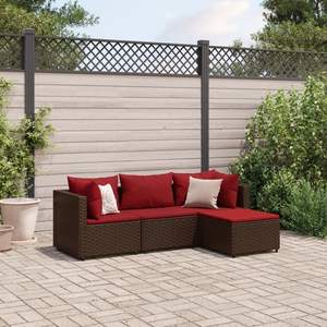 Juego de 4 Muebles de Jardín Compactos de Ratán Sintético Marrón para Patio - Product Image 1