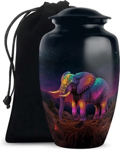 Urne funéraire décorative en aluminium de grande taille pour adulte, motif éléphant au coucher de soleil, urne funéraire classique de qualité supérieure, taille standard - Product Image 3