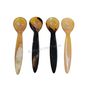 Cuchara de sopa de cuerno de búfalo hecha a mano de alta calidad y cuchara de postre de cuerno de vaca para té/café y desayuno al precio más bajo - Product Image 4