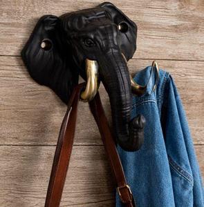 Manija de puerta de latón con diseño de cabeza de elefante en acabado antiguo negro, manija metálica para puertas de entrada de oficinas y hoteles, resistente al agua. - Product Image 1