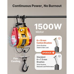 Treuil électrique portable 1500W, capacité 660 lb, hauteur de levage 98,4 pi, vitesse 62 pi/min, 2-en-1, treuil 62 pi/min - Product Image 5