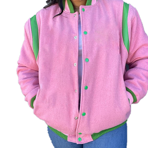 Blouson universitaire en chenille pour sororité, en laine épaisse, brodé, coupe-vent, chauffant, à manches longues, col côtelé, Greek Life - Product Image 1