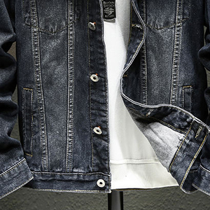 Men's Ripped <b>Denim</b> Shell <b>Jacket</b> Breathable Washed Button Front Casual Streetwear Outerwear for Spring - Product Image 3
