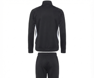 Ensemble de survêtement pour homme noir à fermeture éclair intégrale avec empiècements blancs, en polyester respirant, style sportif, pour l'automne, coupe classique - Product Image 4