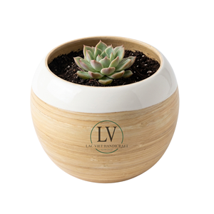 Scandinavian Style Spun <b>Bamboo</b> <b>Planter</b> Natural Small Indoor Flower <b>Pot</b> Decorative Plant <b>Pot</b> For Table Top Decor Made in Vietnam - Product Image 4