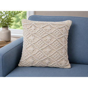 Housse de coussin en macramé 100% coton, taie d'oreiller en coton faite à la main, housse décorative nouée pour canapé, chaise, maison, hôtel - Product Image 1