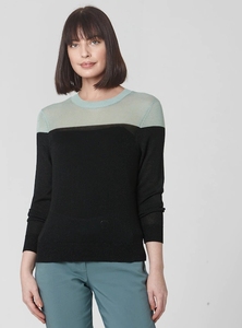 Suéter de Punto con Bloques de Color para Mujer, Cuello Redondo, Manga Larga, Estilo Informal para Otoño, Corte Regular, 100% Acrílico - Product Image 4