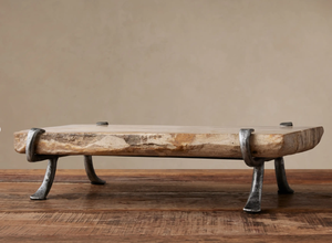 Rustic Wood Serving Tray with Metal Legs Farmhouse Display Riser Decorative Wooden Tray - Product Image 5