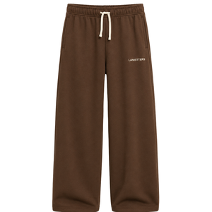 Pantalon de survêtement en molleton marron pour homme, coupe ample, jambe large, taille à cordon, décontracté, personnalisable avec logo, style streetwear, OEM - Product Image 1