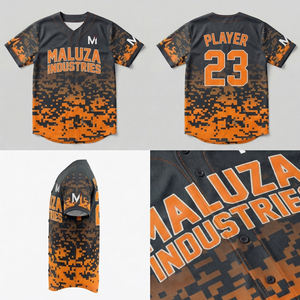 Maillot de baseball style européen et américain, camouflage numérique vert fluo, tenue sportive d'équipe MALUZA INDUSTRIES - Product Image 6