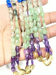 Cuentas facetadas de piedras múltiples en forma de cojín, tira de 17 pulgadas |   Joyería de Moda DIY con Piedras Preciosas 100% Naturales - Product Image 1