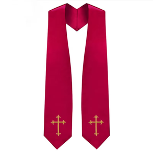 Estola de Coro Tradicional Roja S-700 de Uniquen Enterprises con Cruces Bordadas, Todos los Colores, Unisex para Adultos, 60'' de Largo - Product Image 1