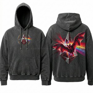 Custom Purple Acid Wash Hoodie Men Vampire Compass Graphic Print Heavyweight Oversized Streetwear Pullover Manufacturer - Product Image 6