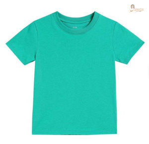 Camiseta de Manga Corta con Cuello Redondo para Niños, de Algodón Orgánico Sólido de Alta Calidad, 160g, Talla Grande, Antiencogimiento, para Niños y Niñas, Lista para Enviar - Product Image 1